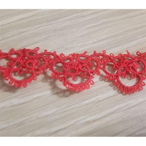 El İşi Havlu Kenarı Dantel,Tığ İşi El İşlemesi Kırmızı 325Cm