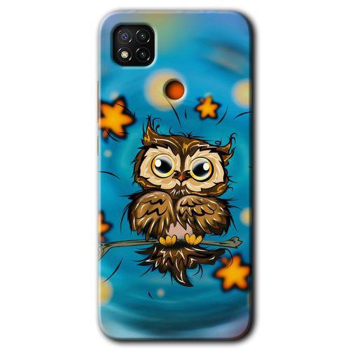 Xiaomi Redmi 9c Kılıf HD Desen Baskılı Arka Kapak + Temperli Cam - Owl Bird Stars