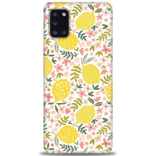 Samsung Galaxy A31 Kılıf HD Baskılı Kılıf - Limon ve Çiçekler + Tam Ekran Koruyucu