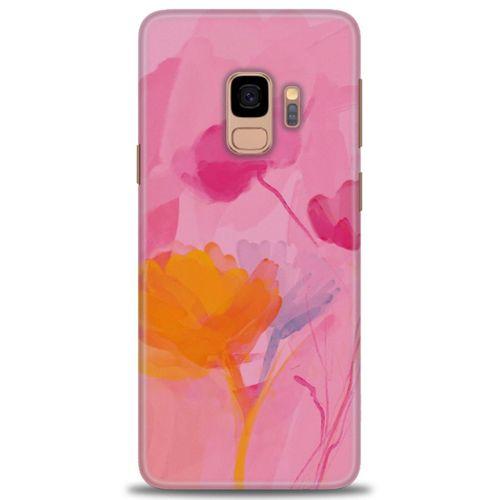 Samsung Galaxy S9 Kılıf HD Baskılı Kılıf - Turuncu Pembe + Tam Ekran Koruyucu