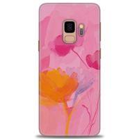 Samsung Galaxy S9 Kılıf HD Baskılı Kılıf - Turuncu Pembe + Tam Ekran Koruyucu