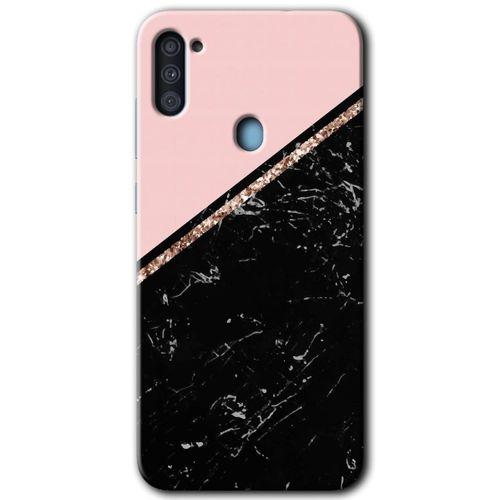 MRCİLETİSİM Samsung Galaxy A11 Kılıf Baskılı Kapak - Yarım Mermer +Tam Ekran Koruyucu