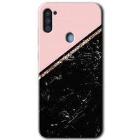 MRCİLETİSİM Samsung Galaxy A11 Kılıf Baskılı Kapak - Yarım Mermer +Tam Ekran Koruyucu