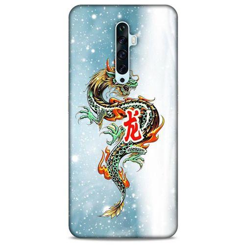 Oppo Reno 2z Kılıf Dragons (29) Arka Koruma Kılıfı Tatoo Mavi Ejderha