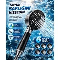 6 Sprey Modlu Filtreli Duş Başlığı Büyük Su Paneli Silikon Nozullu Modern Tasarım