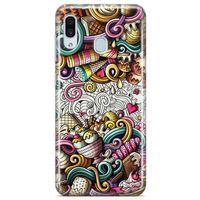 Samsung Galaxy A40 Kılıf Dondurma Doodle Arka Kapak Koruma Desenli Full Koruyucu