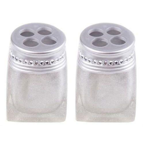 2 Adet Diş Fırçalık Kristal Taşlı Gümüş Poliresin 7X7X10Cm Banyo Seti