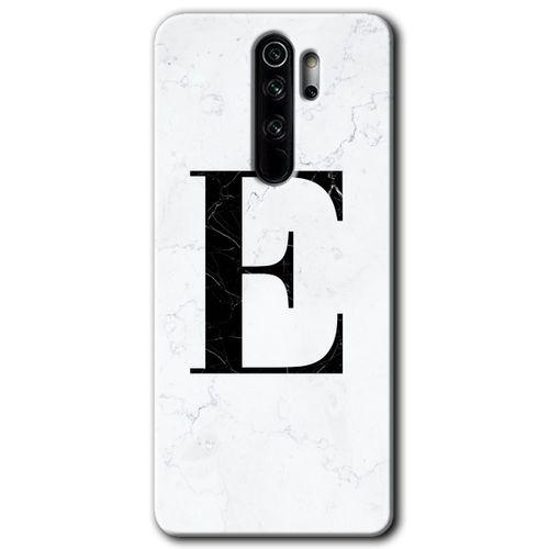 Redmi Note 8 Pro Kılıf HD Desen Baskılı Arka Kapak - Beyaz Mermer Desenli E Harfi + Kırılmaz Cam