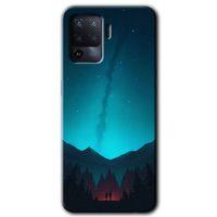 Oppo Reno 5 Lite Kılıf Baskılı Kapak - Night Fores Mount + 5D Tam Kaplayan Cam