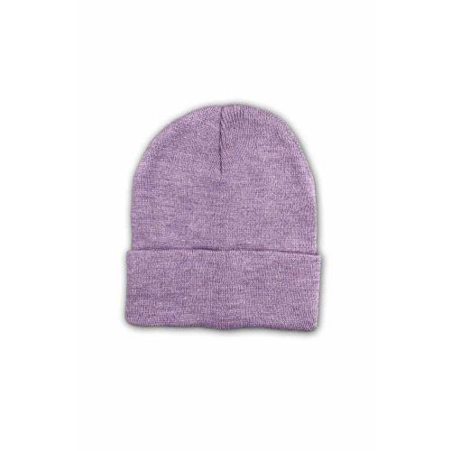 Unisex Basic Düz Katlamalı Bere Lila