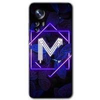 Xiaomi Mi 12 Kılıf HD Desen Baskılı Arka Kapak - Dark Neon Yaprak M Harfi + Kırılmaz Cam