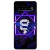 Galaxy S10 Plus Kılıf HD Desen Baskılı Arka Kapak - Dark Neon Yaprak Ş Harfi + Kırılmaz Cam