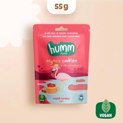 Humm Organik Vegan Çilekli Kurabiye 55 Gr, Sağlıklı ve Doğal Tatlar