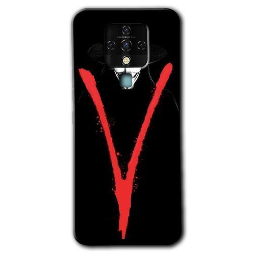 Tecno Camon 16 HD Baskılı Kılıf + 9D Tam Ekran Koruyucu - V for