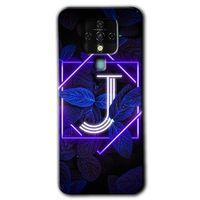 MRCİLETİSİM Tecno Camon 16 Kılıf HD Desen Baskılı Arka Kapak+Temperli Cam - Dark Neon Yaprak J Harfi