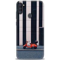 Samsung Galaxy M11 Kılıf HD Baskılı Kılıf - Kırmızı Motor + Tam Ekran Koruyucu