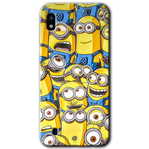 MRCİLETİSİM MRCİLETİSİM Samsung Galaxy A10 Kılıf HD Desen Baskılı Arka Kapak + Temperli Cam - Minion Ordusu