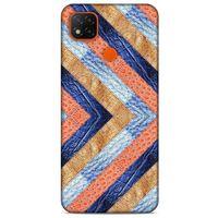 Xiaomi Redmi 9C Kılıf Patchwork (3) Kapak Lacivert Turuncu