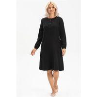 Uzun Kol Manolya Pazen Kısa Sonbahar ve Kışlık Elbise Siyah Syh