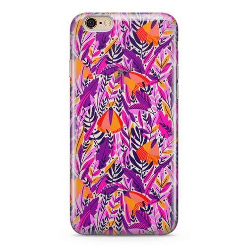 Apple iPhone 6 6s Kılıf Pembe Turuncu Yaz Otları Arka Kapak Koruma Desenli Full Koruyucu