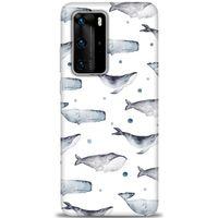 Huawei P40 Pro Kılıf HD Baskılı Kılıf - Balinalar + Tam Ekran Koruyucu