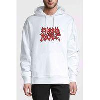 Morbid Angel Logo Baskılı Beyaz Erkek Kapşonlu Sweatshirt