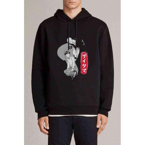 Anime One Punch Man Baskılı Siyah Erkek Kapşonlu Sweatshirt