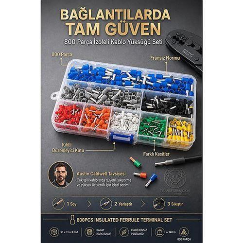 800 Parça İzoleli Kablo Yüksüğü Seti Fransız Normu Terminal Kutusu Çeşitli Ölçülerde Elektrik Bağlantı Ucu Seti 723506