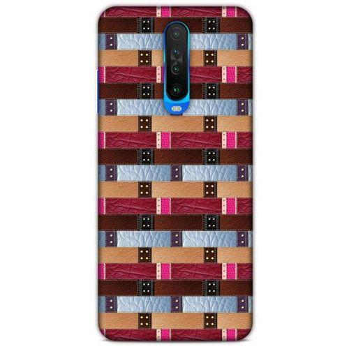Xiaomi Redmi K30 Kılıf Patchwork (45) Liquid Air Kılıf Bordo Gri