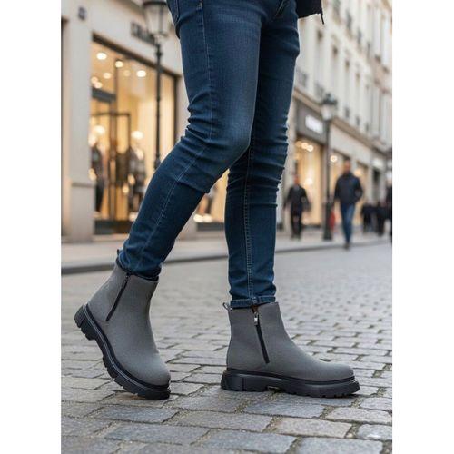 BA0777 Süet Füme Çift Fermuarlı Erkek Yarım Bilek Bot