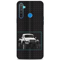 Lopard Oppo Realme 5i Uyumlu Kılıf PickUpX (13) Silikon Kap Siyah Beyaz