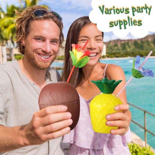 Ananas Hindistan Cevizi Pipetli Bardak Seti 6’lı Tropikal