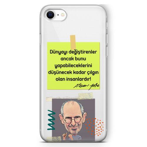 Apple iPhone SE 2020 Kılıf Caps Steve Jobs Arka Kapak Koruma Desenli Full Koruyucu