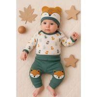 Little Fox Desenli 3'lü % 100 Pamuklu Erkek Takım