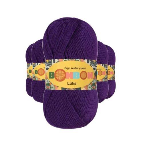 5 Adet Lüks Patik İpi Yünü Mor 98290 - bonbon mudanis