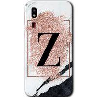 Potkal Hediye Fabrikası Samsung Galaxy A2 Core Kılıf HD Desen Baskılı Arka Kapak - Pembe Mermer Desenli Z Harfi
