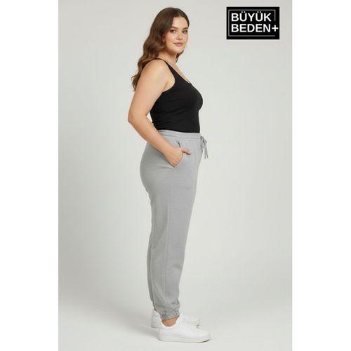 Kadın Büyük Beden Paça Lastikli İki İplik Rahat Kalıp ince Eşofman Altı SPR26BEAK951