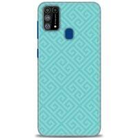 Samsung Galaxy M31 Kılıf HD Baskılı Kılıf - Mavi Mozaik + Tam Ekran Koruyucu
