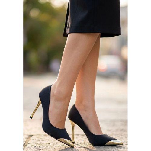 Norji Siyah Saten Stiletto Ayakkabı