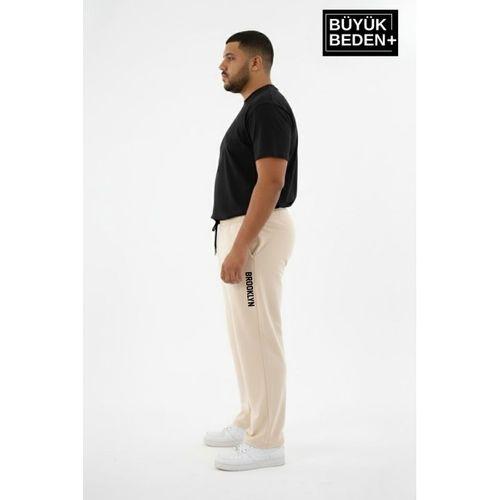 Erkek Büyük Beden BROOKLYN Baskılı Rahat Kesim Paça Reçme  ince Eşofman Altı SPR26EA952-2