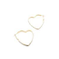 Taşlı Kalp Halka Küpe - Altın