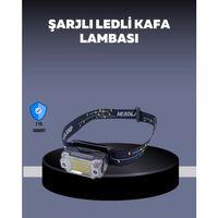 Usb Şarjlı Mini Led Kafa Feneri 50m Odak 150m Geniş Aydınlatm