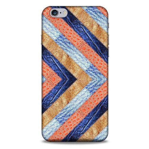 Apple Iphone 6 Plus Kılıf Patchwork (3) Kapak Lacivert Turuncu