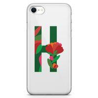 Apple iPhone SE 2020 Kılıf H Harfi Çiçekli Arka Kapak Koruma Desenli Full Koruyucu
