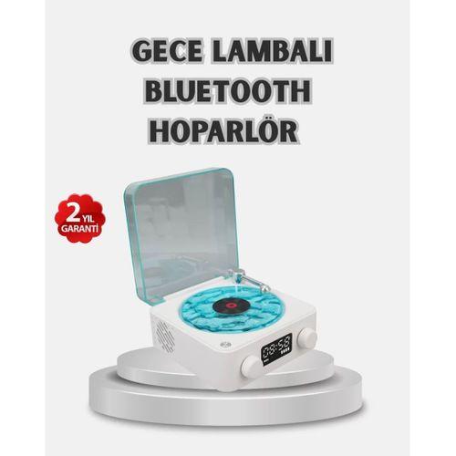 3-ü-1 Gece Işığı Bluetooth Hoparlör Dijital Saat Vintage Plak Çalar Tasarımlı