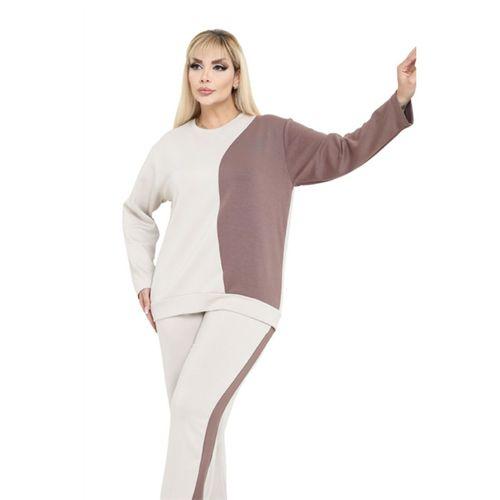 Melsay Butik Ekru Taba Renk Bloklu Modal Kadın Eşofman Takımı