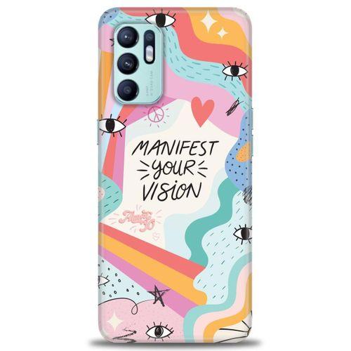 Oppo Reno 6 Kılıf HD Baskılı Kılıf - Manifest Your Vision + Tam Ekran Koruyucu