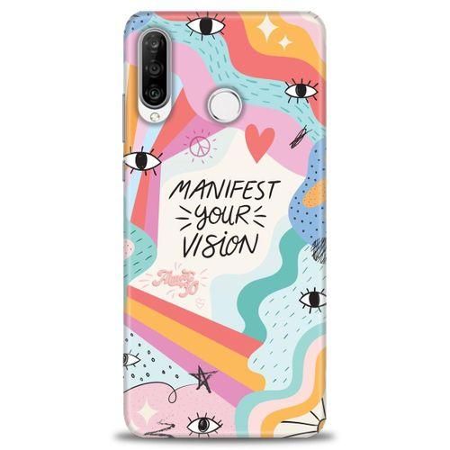 Huawei P30 Lite Kılıf HD Baskılı Kılıf - Manifest Your Vision + Tam Ekran Koruyucu