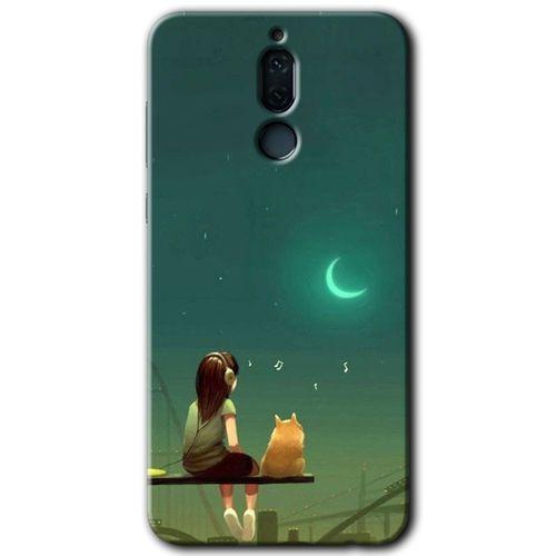 Potkal Hediye Fabrikası Huawei Mate 10 Lite Kılıf HD Desen Baskılı Arka Kapak - Kedili Kız
