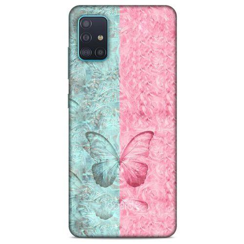 Samsung Galaxy A51 Kılıf Kelebek Etkisi (30) Silicone Case Turkuaz Pembe